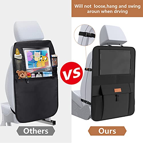 Smart eLf Car Seat Protector + Backseat Car Organizer Kick Mat, Large & Waterproof 600D Fabric Child Auto CarSeat Protectors Saver for Baby Sit with Storage Pockets for Leather and Fabric Car Seat