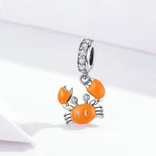 LUCKYBEADS Rich Marine Life Charm 925 Sterling Silver Turtle Crab Fish Animal Bead Charms Best Jewelry Gift for Marine Animal Lover (Crab Dangle)