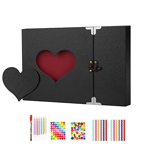 Cecimia Scrapbook Photo Album - DIY Memory Book 30 Refillable Blank Black Page with 4PCS Photo Corners Sticker and Pen, Valentine's Day Christmas Gift for Couple (Black)