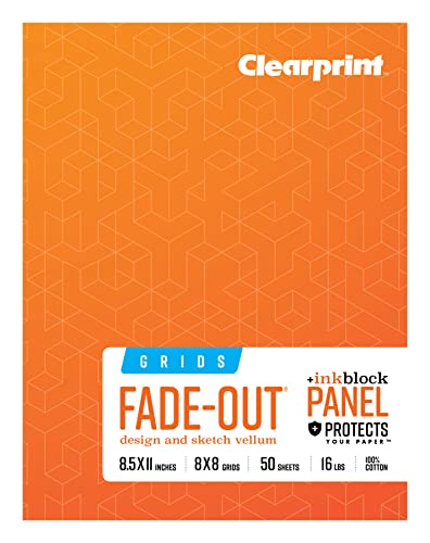 Clearprint Vellum Field Book with Ink Block Panel and 8x8 Fade-Out Grid, 8.5x11 Inches, 1000H 100% Cotton, 16lb., 60 GSM, 50 Translucent White Sheets, 1 Each (CVB8511G2)