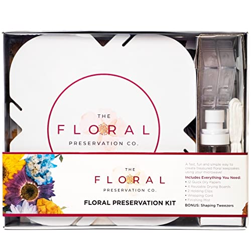 Flower Drying Kit Includes Flower Press Drying Boards, Quick Dry Papers, Holding Clips, Wrapping Cord, Flower Drying Spray & Shaping Tweezers, Create Flower Drying Art