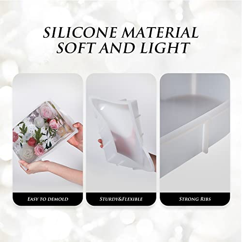 ISSEVE Large Resin Molds, Rectangle Silicone Molds for Resin Casting, Epoxy Resin Molds for Flower Preservation, DIY Personalized Resin Crafts with Bouquet, Wedding Valentine Gift