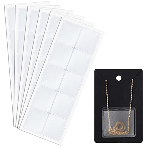 TUPARKA 150 Pcs Necklace Chain Pocket for Necklace Display Cards Self-Adhesive Necklace Chain Pouch for Jewelry Supplies Storage