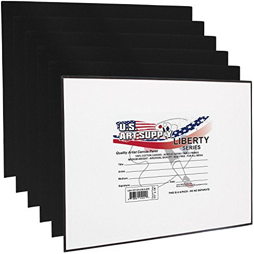 US Art Supply 11 X 14 inch Black Professional Artist Quality Acid Free Canvas Panels 6-Pack (1 Full Case of 6 Single Canvas Panels)