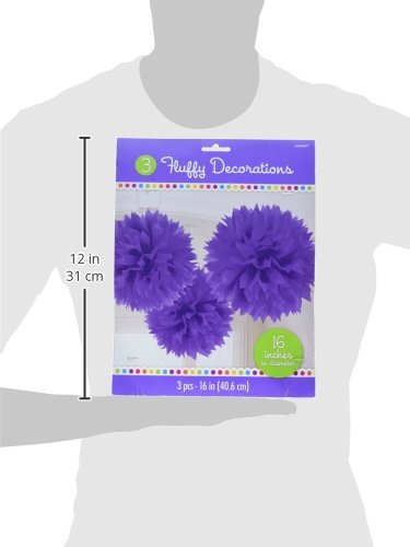 Amscan Fluffy Paper Decorations, 16 inches, New Purple