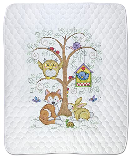 Design Works Crafts Janlynn Stamped for Cross Stitch Quilt Kit, Baby's Forest