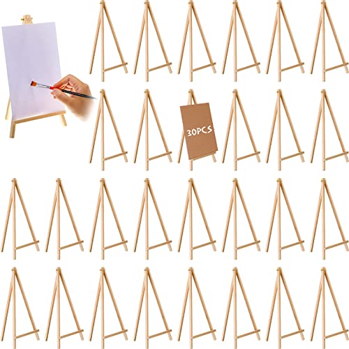 BBTO 30 Pack 12 Inch Tall Wood Easels Tabletop Display Easels Art Craft Painting Easel Stand Wooden Triangle Painting Easel Arts Crafts Tripod Easels for Artist Adults Students(12 x 6 Inch)