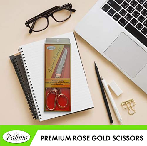 Szco Supplies 8.5” Fatima Heavy-Duty Professional Fabric Tailor Scissors For Home Crafts And Office With Rose Gold Finished Handle
