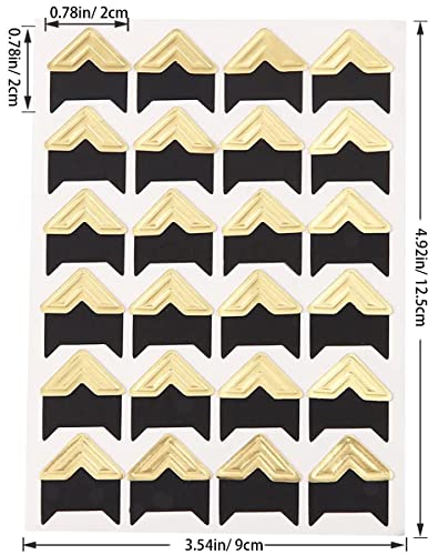 480 Pcs Photo Corners Self-Adhesive, Picture Mounting Corner Stickers Acid Free Photo Mounting Corners for DIY Scrapbooking, Memory Books, Journal, Golden Black（20 Sheets）