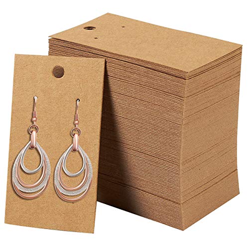 BEADNOVA Earring Cards for Display 100 Pcs Kraft Paper Earring Display Cards Ear Studs Card Jewelry Card (2 x 3.5 Inches, Brown)