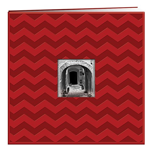 Pioneer Embossed Post Bound Scrapbook Album 12"X12"-Red Chevron