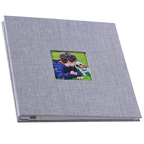 Photo Album 11x10.6 Inch, 40 Pages Self Adhesive Scrapbook Album with Gray Linen Cover Hold 3x5 4x6 5x7 6x8 8x10 inch Pictures, Woisut DIY Memory Album Book for Wedding Family Baby Travel