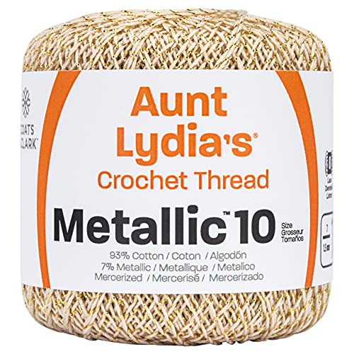 Coats Crochet Metallic Crochet Thread, Natural/Gold