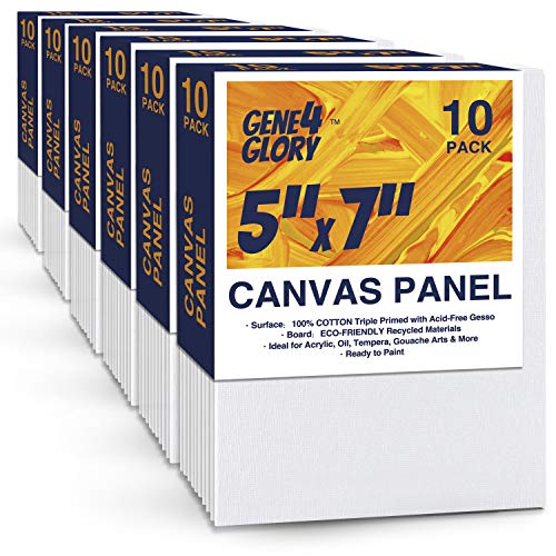 GENE4GLORY Canvas Panel Painting Boards 5 x 7 inch, 60 Pack, Art Canvas for Hobby Painters,Students & Kids