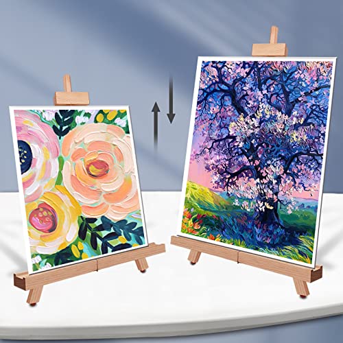 Miratuso Art Easel (2 Pack) A-Frame Painting Easel, Wood Display Stand Holding Canvas Up to 21" High, Portable Tabletop Easel and Sign Holder, Folding Travel Easel, Easy to Carry