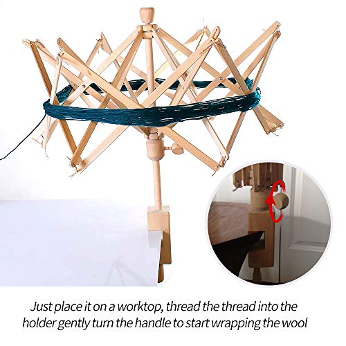 Wooden Umbrella Swift Yarn Winder - Knitting Umbrella 24" Swift Yarn Winder Holder, 1pcs Swift Yarn Winder