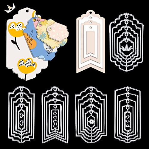 ORIGACH 5 Set 36Pcs Bookmarks Metal Cutting Dies Tag Frame Die Cuts Embossing Stencils Template Mould for DIY Scrapbooking Decorative Paper Card Making