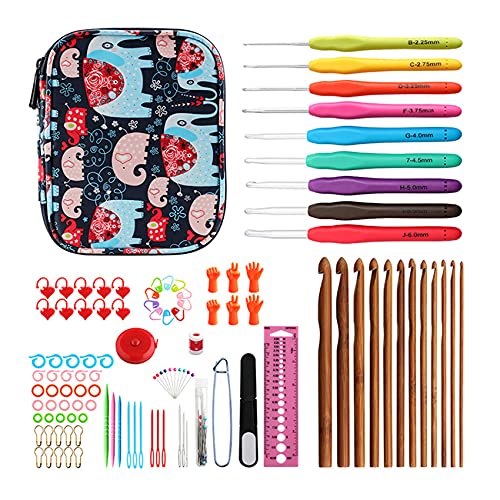 96 Pack Crochet Hooks Set, KDO Ergonomic Knitting Needle Weave Yarn Kits with Storage Case and Crochet Needle Accessories, Crochet Needles Kit for Beginners and Experienced Crochet Hook Lovers