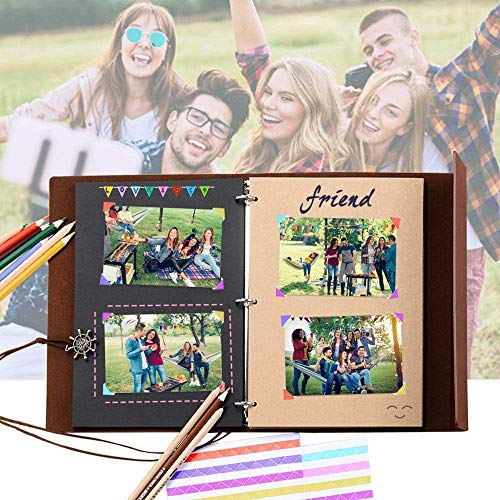 ZEEYUAN Scrapbook Album Leather Photo Album Memories DIY Scrap Book 10.8"x8.6" Large Family Photo Book Refillable 60 Pages for Anniversary Valentines Birthday Gifts