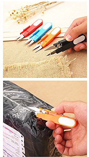 HuanX35 4pcs Portable Scissor Multipurpose U-Type Cutter Shear Protective Cover DIY Projects(4 Colors), 4 Count
