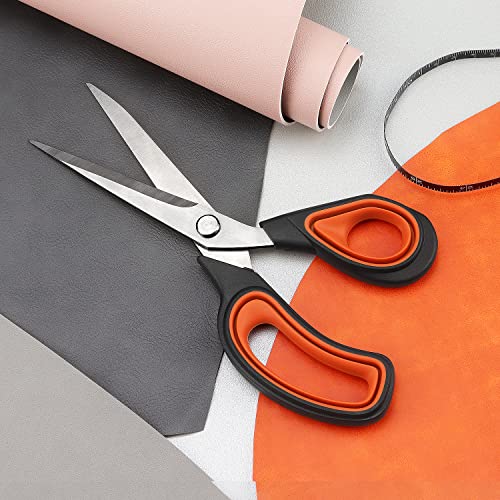 Stary City Premium Tailor Scissors Heavy Duty Multi-Purpose Titanium Scissors Professional for Leather Cutting Industrial Sharp Sewing Shears (2 Pack), Red/Gray