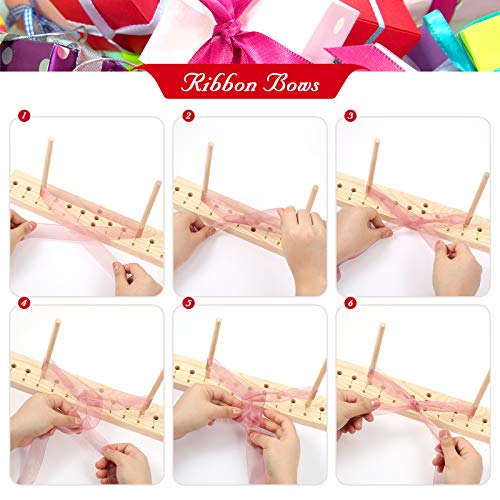 Bow Maker for Ribbon for Wreath Wooden Bow Making Tool with Bow Wire and Twist Tie for Creating Present Bows Hair Bows Corsages Christmas Wreaths Various Crafts Holiday Party Decorations Supplies