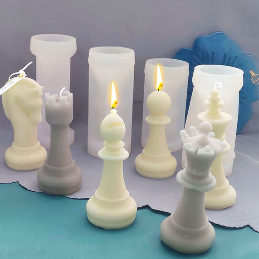 JIBEVEYYI 3D Candle Silicone Mold, International Chess Silicone Mould for Candle Making, Handmade Aromatherapy Candles, Soaps, Polymer Clay Reusable(Queen)
