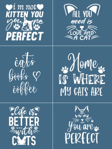 Alinacutle Silkscreen Stencils,Reusable Self-Adhesive Silk Screen Printing Stencils ,for Home Decor,Paint on Wood / Fabric / Wall/Cup/Plate/Glass/Paper (Cats Sentiments)