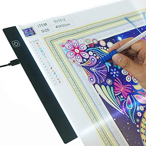 "Cheffort" Dimmable Brightness A4 LED Light Tablet Board USB LED Light Board Ultra Thin Light Pad for Diamond Painting Art Craft Tattoo Tracer for Artists Drawing Sketching Animation