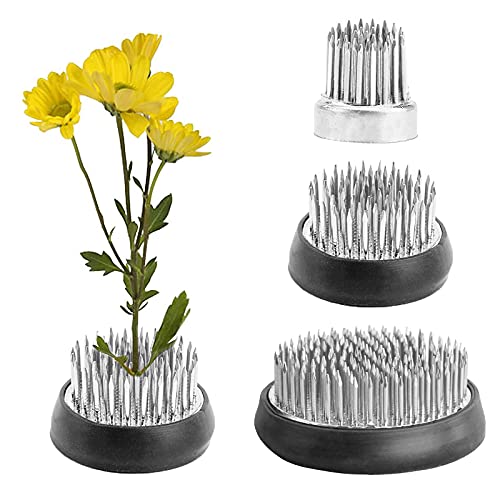 Round Flower Arrangers, 3 Pieces Frog Flower Fixed Tools Japanese Flower Holder Floral Arrangement Pin Holder for Flower Arrangement, Fixation and Decoration (Silver, 0.91 Inch, 1.02 Inch, 2.36 Inch)