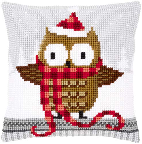 Vervaco Cross Stitch Cushion Kit Owl in Santa Hat 16" x 16"