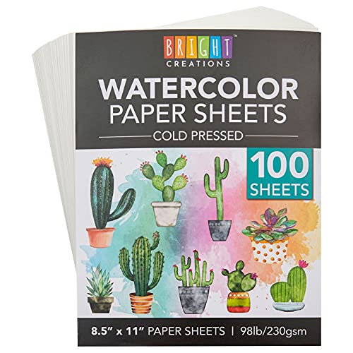 Cold Press Watercolor Paper, 100 Sheets for Artists, Beginners (8.5x11 in)