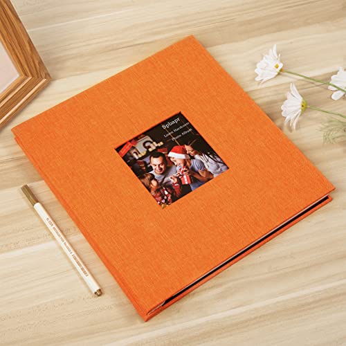 Spbapr Large Photo Album Self Adhesive 4x6 5x7 8x10 10x12 Pictures Magnetic Scrapbook 40 Blank Pages Linen Cover DIY Album with A Metal Pen