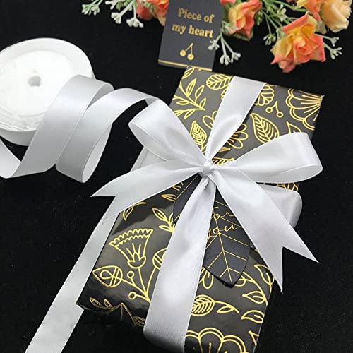 1 Inch White Satin Ribbon 50 Yards, Ribbons Perfect for Crafts, Bouquet Wrapping Gift Wrapping, Bow Making and More(25 Yards*2pc)