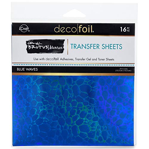 iCraft Deco Foil Transfer Sheets by Brutus Monroe 6" x 6" 16 Sheets Blue Waves