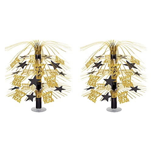 Happy New Year Black & Gold Cascade Centerpiece Pack of 2