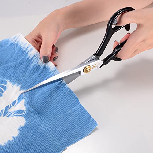 Left Handed Sewing Scissors 10 inch Fabric Shears Professional Dressmaking Scissors, High Carbon Steel Heady Duty Scissors for Leather Sewing, Fabric Cutting, Threading Cutting, Artwork(White)