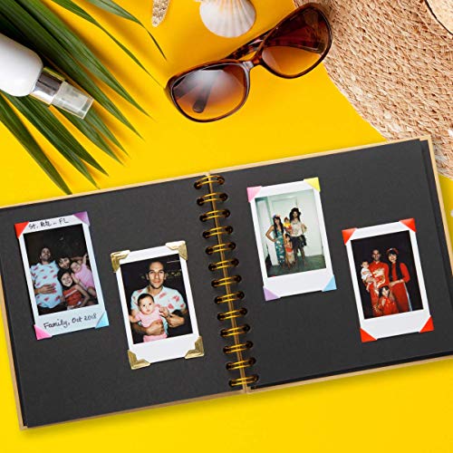 Vexko Scrapbook Bullet Journal Kit: 1 Scrapbook: [7X7 Inches] 20 Sheets, Hardcovers, Black Pages + Scrapbook Supplies: 5 Stencils, 10 Metallic Markers, 3 Sheets of Photo Corners | DIY Photo Album