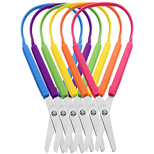 Special Supplies Loop Scissors for Teens and Adults 8 Inches (6-Pack) Colorful Looped, Adaptive Design, Right and Lefty Support, Small, Easy-Open Squeeze Handles, Supports Elderly and Special Needs