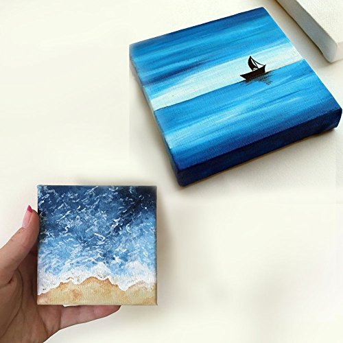 Mini Canvas Panels 4" x 4" Pack of 24, STARVAST Stretched Small Canvas 100% Cotton Canvas Boards for Paintings Craft Small Acrylics Oil Projects