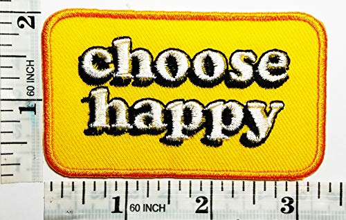 Choose Happy Slogan Word Patches Appliques Fabric Decorating for Hat Cap Polo Backpack Clothing Jacket T-Shirt DIY Embroidered Iron On/Sew On Patch