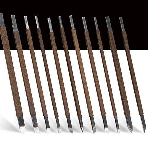 Stone Carving Tools, 11 Pcs Stone Seal Craft Engraving Wood Carving Tools Gravers/Chisels/Knife Set with Bag
