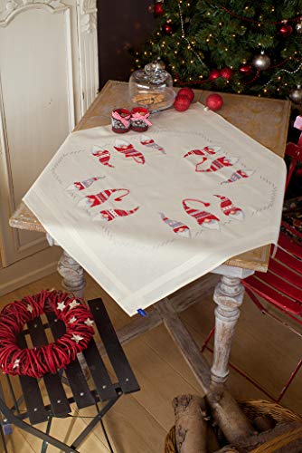 Vervaco Cross Stitch Tablecloth Kit Christmas Gnomes 32" x 32"