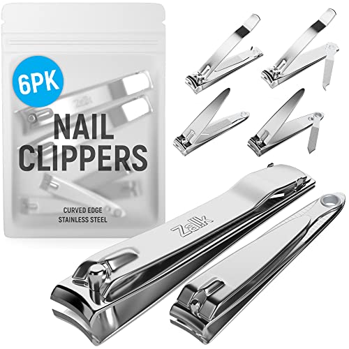 (6 Pack) Toenail Clippers Nail Clippers Set Ultra Sharp Sturdy Premium Stainless Steel Fingernail Nail Cutter Toe Nail Clipper Trimmer Finger Nail Clip Curved Edge for Adults Men Women Nail Cleaner