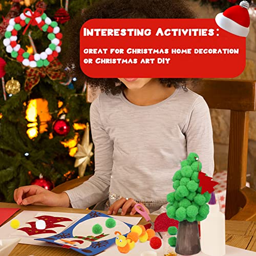 150 Pieces Pom Poms, 1 Inch Green Craft Pom Poms, Christmas Fuzzy Pompom Puff Balls, Small Pom Pom Balls for DIY Arts, Crafts Projects, Christmas Home Decorations