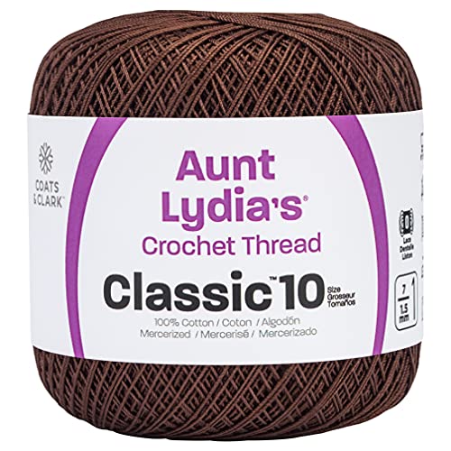 Coats Crochet 154-131 Aunt Lydia's Crochet, Cotton Classic Size 10, Fudge Brown