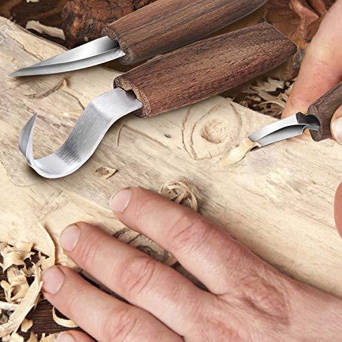 Wood Carving Tools, 7 in 1 Wood Carving Kit with Carving Hook Knife, Wood Whittling Knife, Chip Carving Knife, Gloves, Carving Knife Sharpener for Beginners Woodworking kit