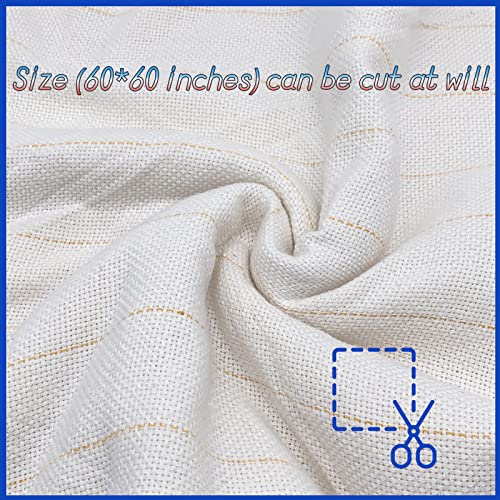 (60x60 Inches) Primary Tufting Cloth for Making Rugs, Monks Cloth for Punch Needle and Tufting Gun, Punch Needle Fabric, Tufting Fabric with Marked Lines