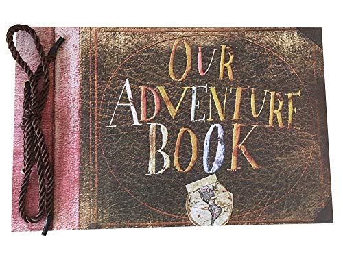LINKEDWIN Our Adventure Book, Pixar Up Themed Scrapbook with Movie Postcards, Wedding and Anniversary Photo Album, Memory Keepsake, 11.6 x 7.5 inch, 80 Pages (Light Brown Pages)