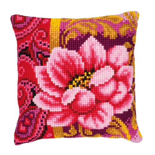 Vervaco Cross Stitch Cushion Kit Pink Bloom 16" x 16"